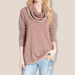 🌿 Free People NWT Beach Cocoon Cowl Sweatshirt dusty mauve color FP 100% Cotton
